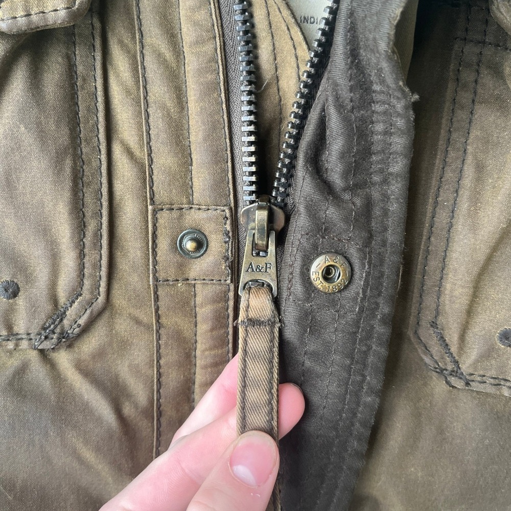 VTG Abercrombie & Fitch Redfield Jacket Mens M Waxed Cotton Flannel Lined Brown - Picture 7 of 16